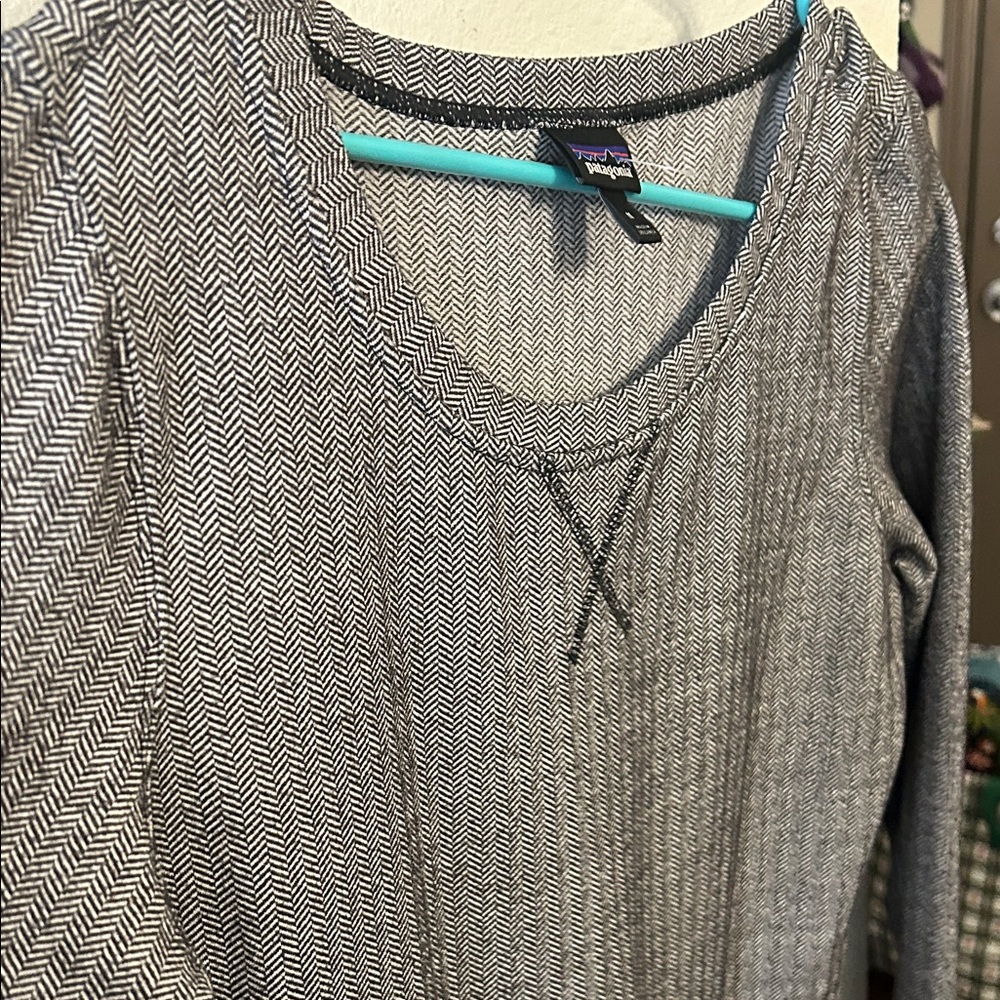 Patagonia Women's Gray Herringbone Long Sleeve Dress Size Medium - Picture 5 of 5